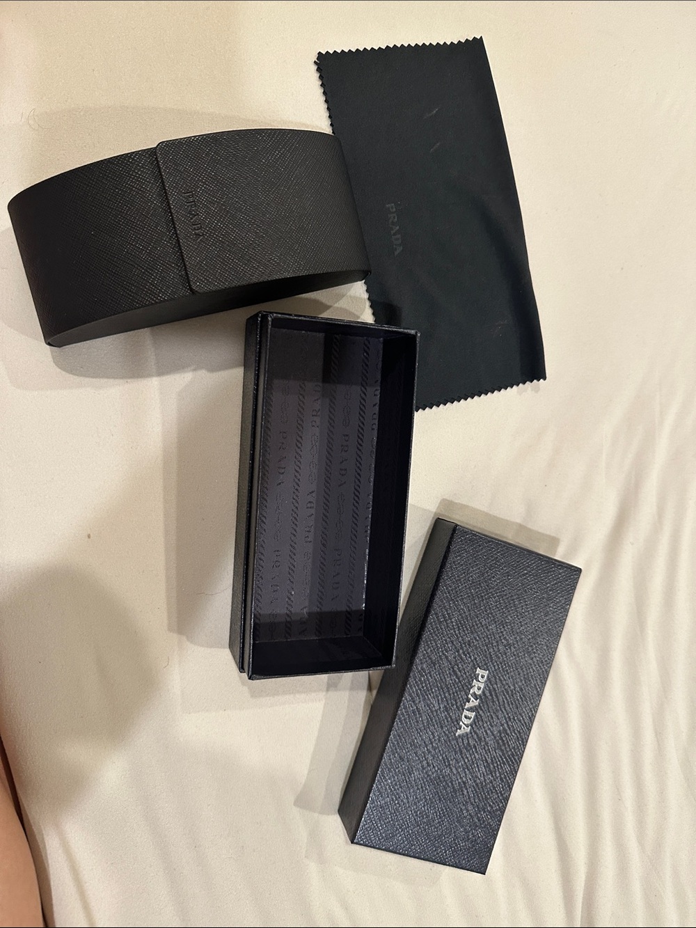 Prada Black Eyewear Case Set with Cleaning Cloth